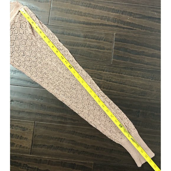 Free People Crochet Sleeve Sweater S Small Pink Mauve Open Knit Fitted Preppy - Picture 10 of 10